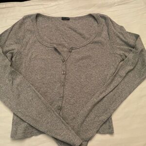 Brandy Melville Light Gray Button-Up Shirt